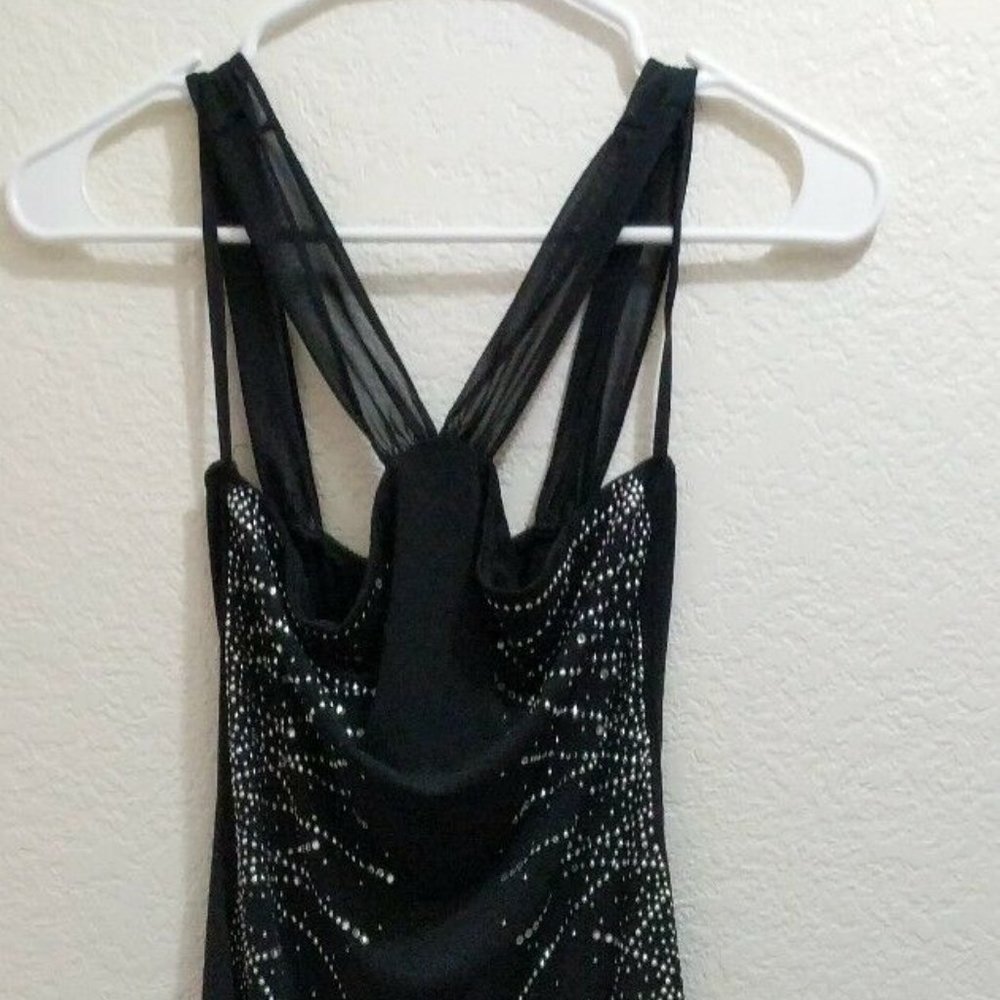 Yves Halter flare Dress black embellished size Sm